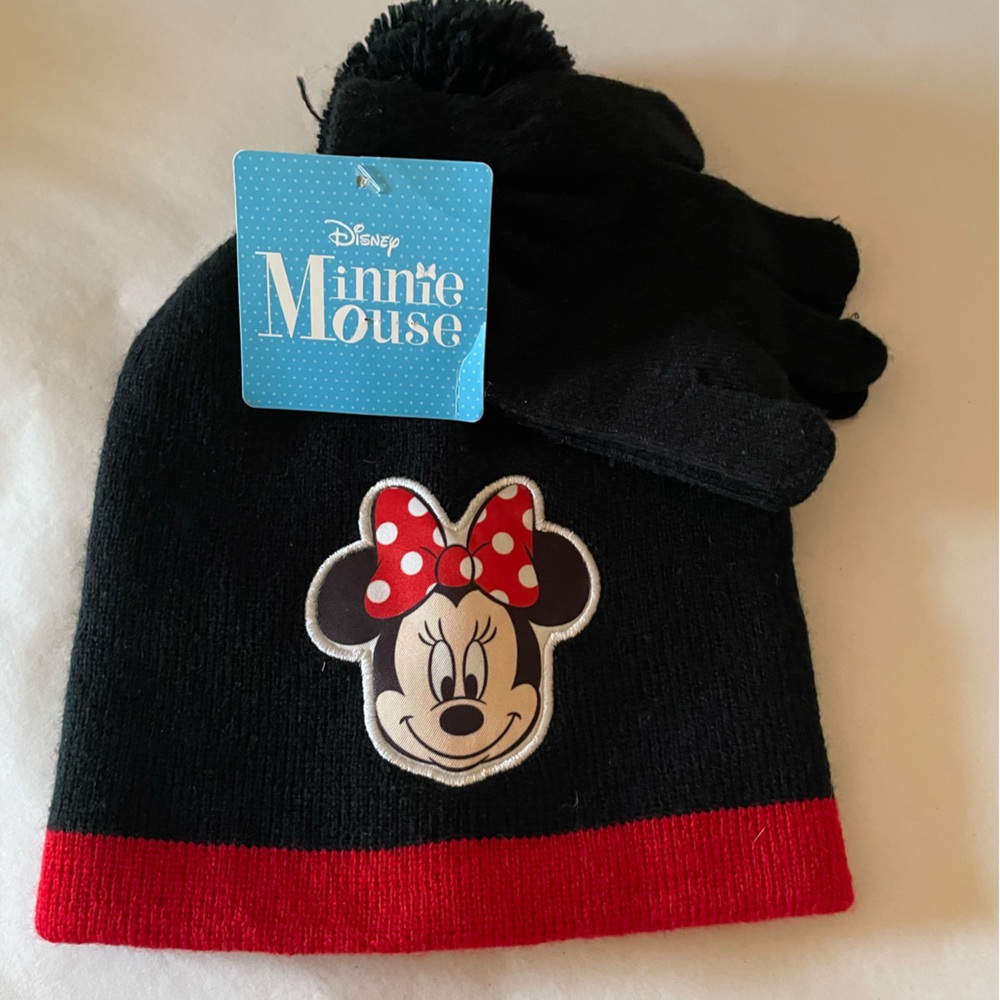 Disney Minnie Mouse hat and mitten set polkadot skirt size 4 NWT